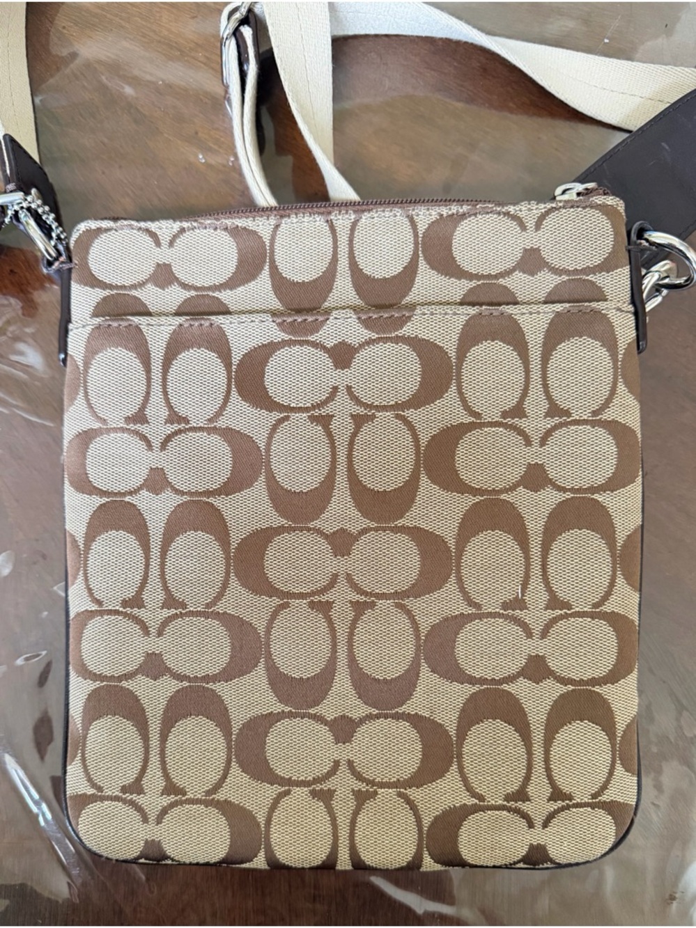 Like new COACH Legacy Brown Signature Jacquard Swingpack Crossbody Purse Bag - Picture 3 of 6
